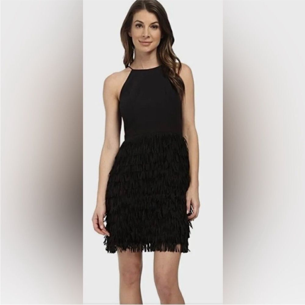 Aidan Mattox Elegant Black Fringe Dress, US6